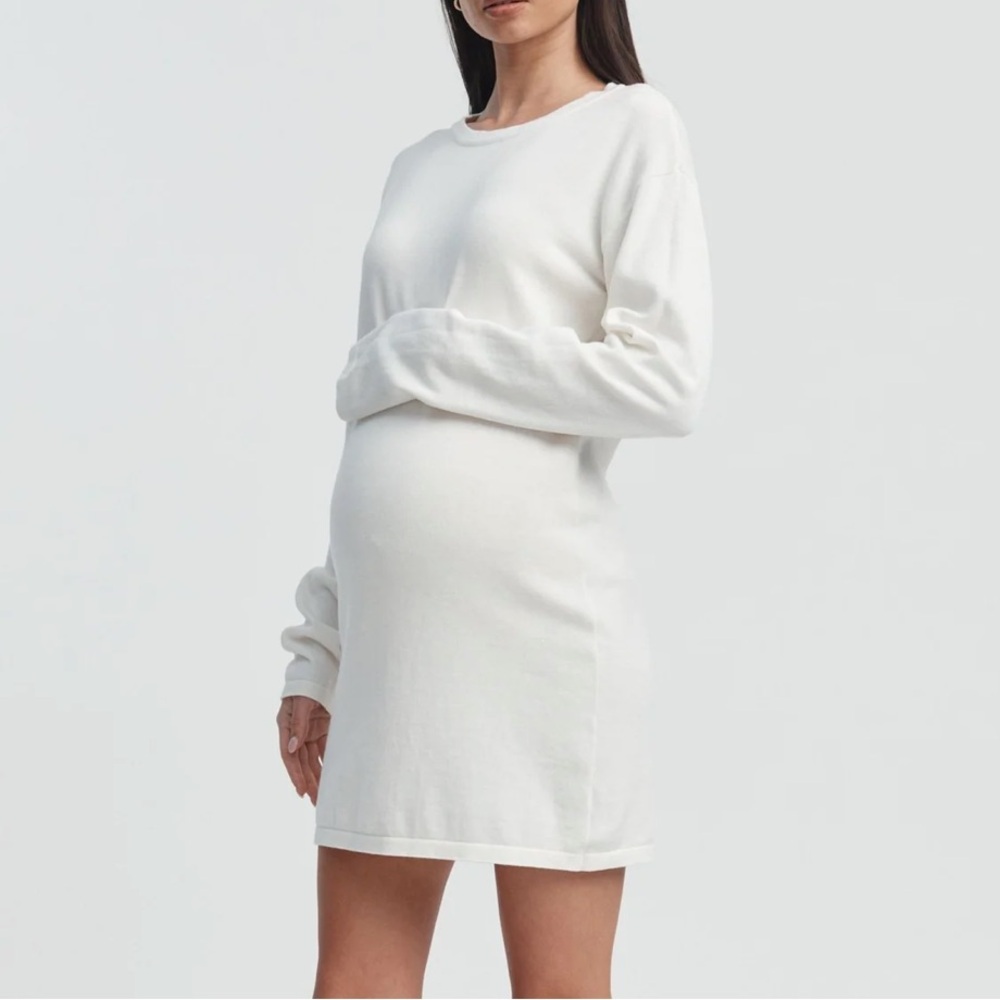 LIGHTWEIGHT COTTON KNIT MINI DRESS (OFF WHITE)